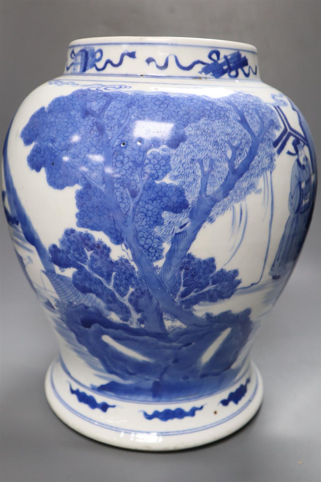 A Chinese blue and white baluster vase, height 33cm